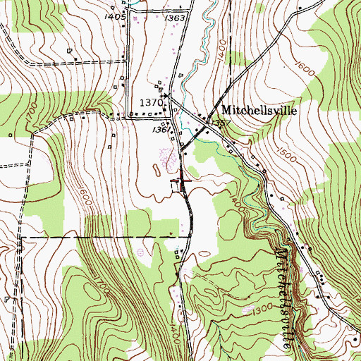 Topographic Map of Mitchellsville Cemetery, NY
