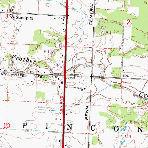 Topographic Map of White Feather Post Office (historical), MI