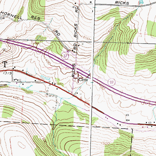 Topographic Map of Amos White Cemetery, NY