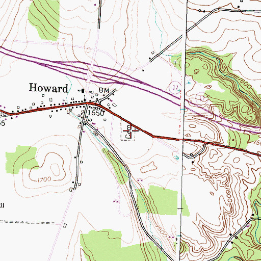 Topographic Map of Howard Cemetery, NY