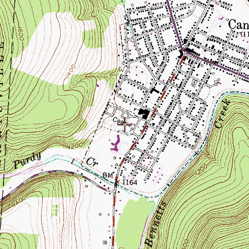 Topographic Map of Woodlawn Cemetery, NY