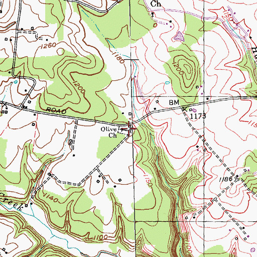 Topographic Map of Olive Baptist Church Cemetery, KY