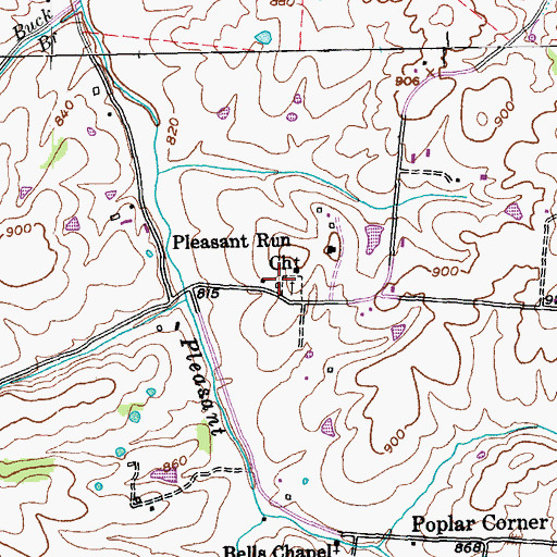 Topographic Map of Pleasant Run (historical), KY
