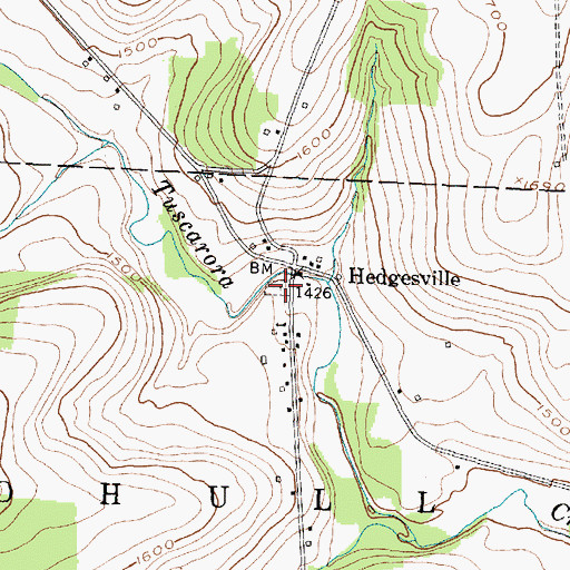 Topographic Map of Hedgesville Cemetery, NY