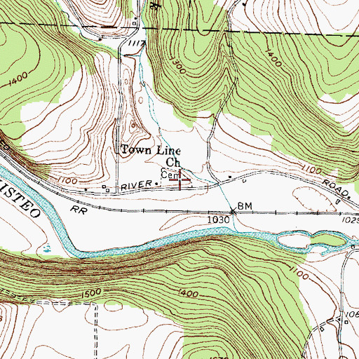 Topographic Map of Cameron Mills Cemetery, NY