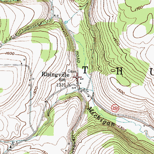 Topographic Map of Risingville Cemetery, NY