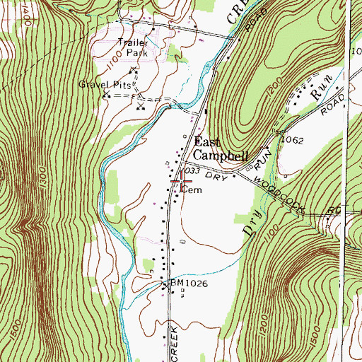 Topographic Map of East Campbell Cemetery, NY