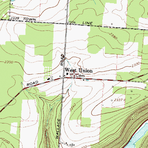 Topographic Map of West Union Cemetery, NY