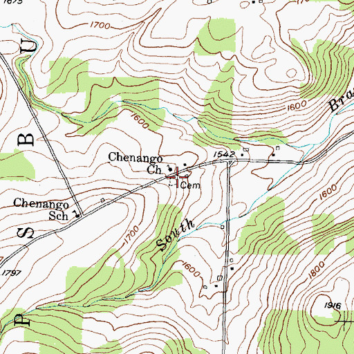 Topographic Map of Chenango Cemetery, NY