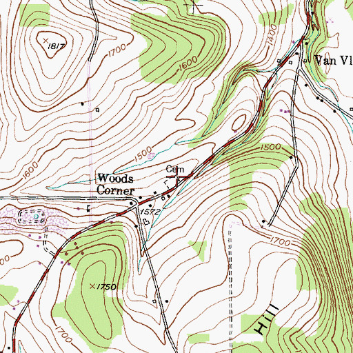 Topographic Map of Addison Hill Cemetery, NY