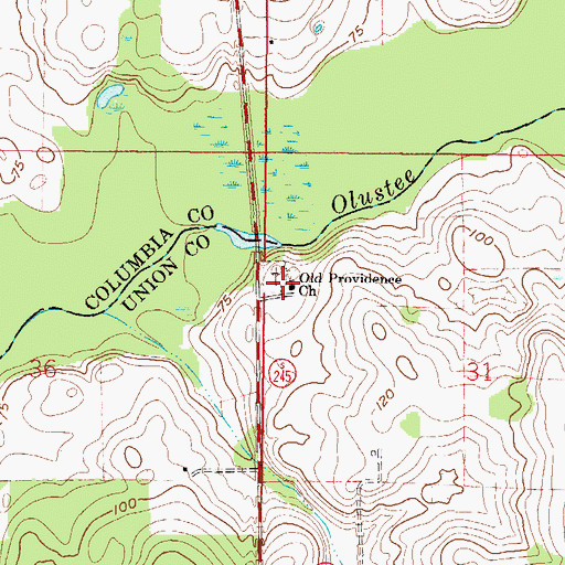 Topographic Map of Providence Cemetery, FL