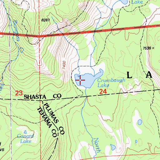 Topographic Map of Crumbaugh Lake, CA