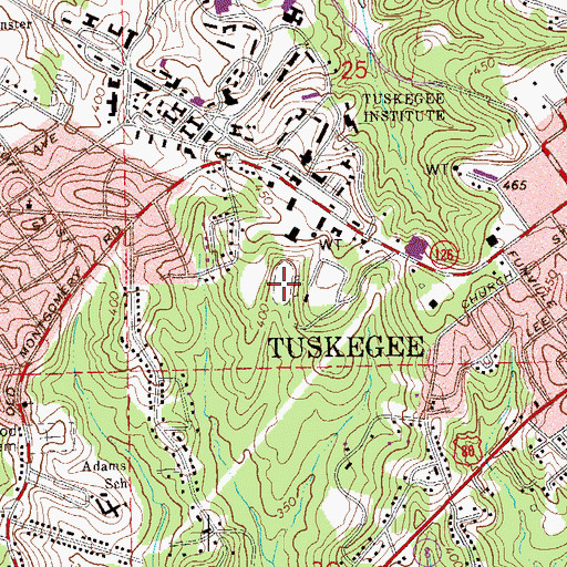 Topographic Map of Cleveland Leigh Abbott Memorial Alumni Stadium, AL