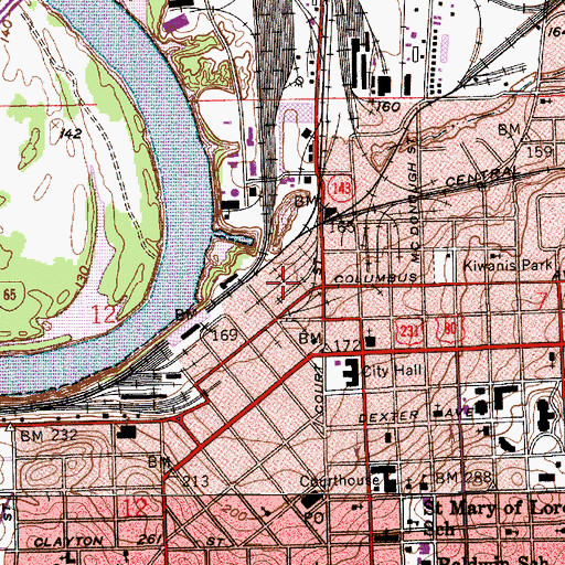 Topographic Map of Montgomery Riverwalk Stadium, AL