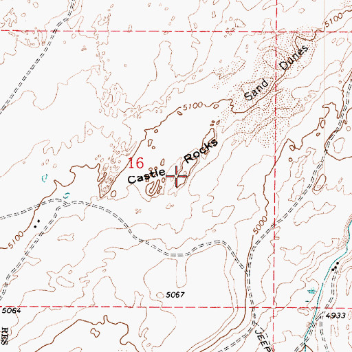 Topographic Map of Castle Rocks, AZ