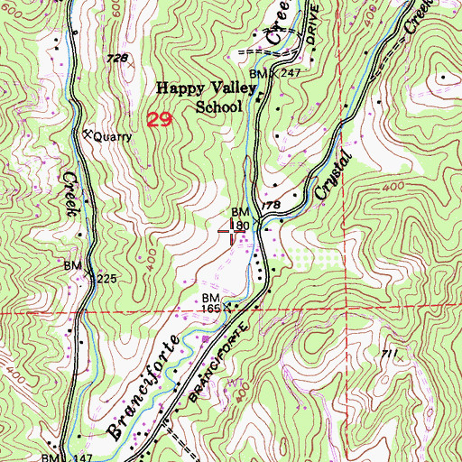 Topographic Map of Crystal Creek, CA