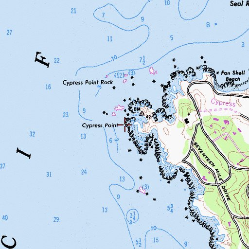 Topographic Map of Cypress Point, CA