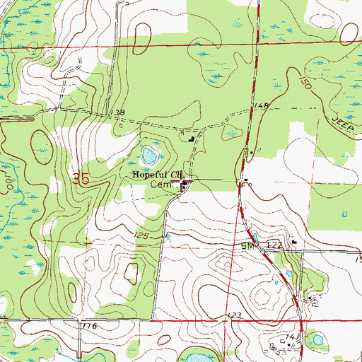Topographic Map of Hopeful Church Cemetery, FL
