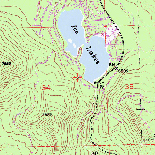 Topographic Map of Ice Lakes, CA