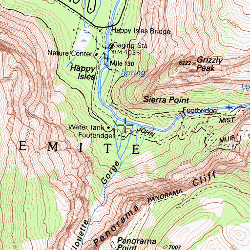 Topographic Map of Illilouette Gorge, CA