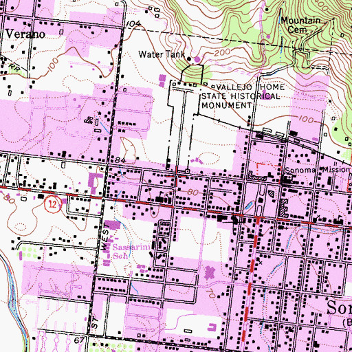 Topographic Map of First Congregational Church of Sonoma, CA