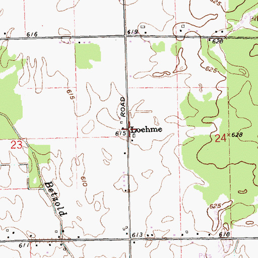 Topographic Map of Loehne Post Office (historical), MI