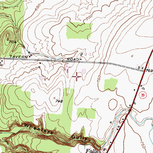 Topographic Map of Hideaway Farms, NY
