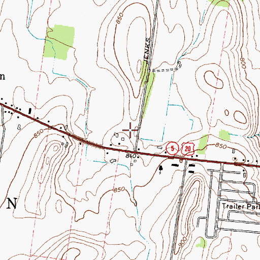 Topographic Map of Coyne Farms, NY
