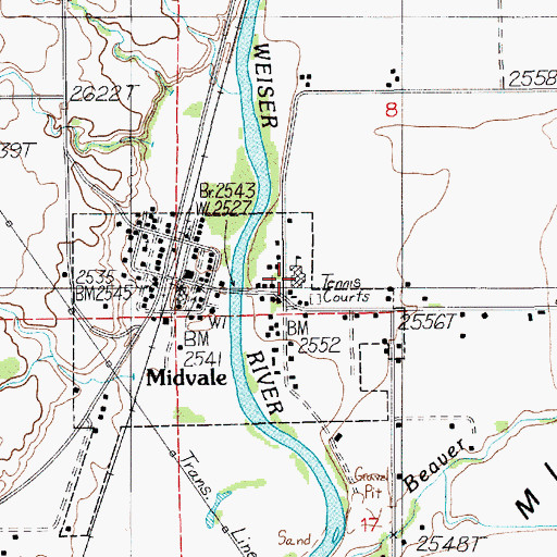 Topographic Map of Midvale Elementary School, ID