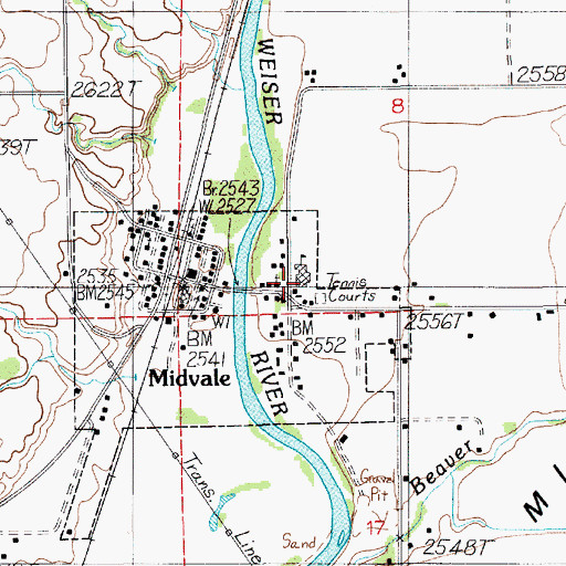 Topographic Map of Midvale Junior - Senior High School, ID