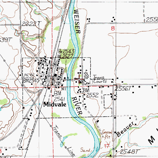 Topographic Map of Midvale High School, ID