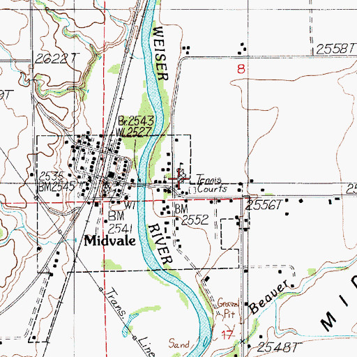 Topographic Map of Midvale School Professional-Technical Building, ID