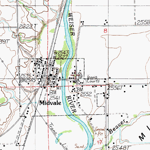 Topographic Map of Midvale Alternative School, ID