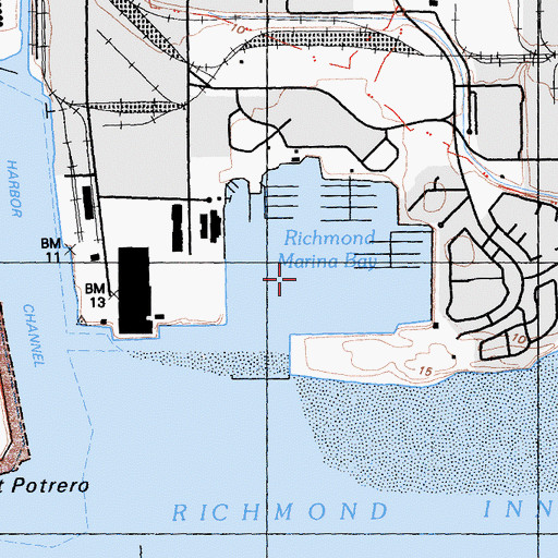 Topographic Map of Richmond Marina Bay, CA