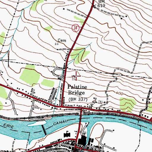 Topographic Map of Palatine Bridge Cemetery, NY