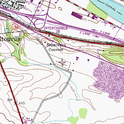 Topographic Map of Maple Avenue Cemetery, NY