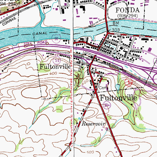 Topographic Map of Village Cemetery, NY