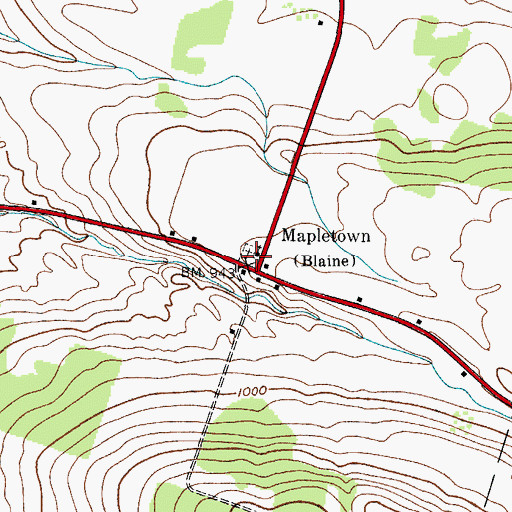 Topographic Map of Mapletown Cemetery, NY
