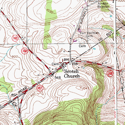 Topographic Map of Scotch Church Cemetery, NY