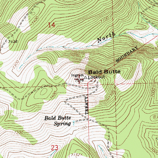 Topographic Map of Bald Butte Lookout, OR