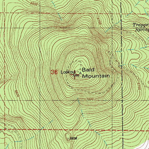 Topographic Map of Bald Mountain Lookout, OR
