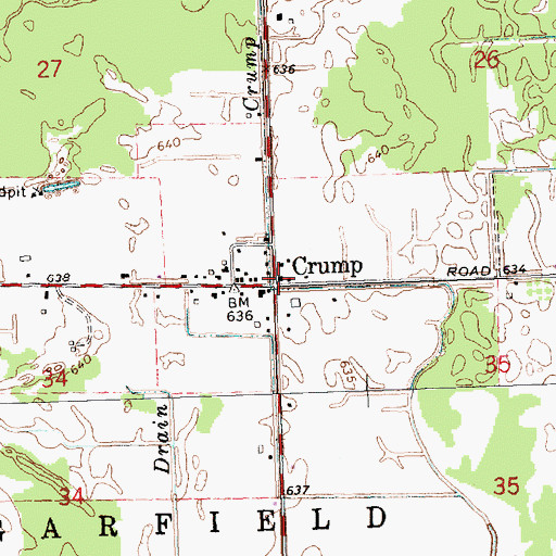 Topographic Map of Crump Post Office (historical), MI