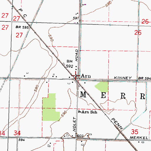 Topographic Map of Arn Post Office (historical), MI