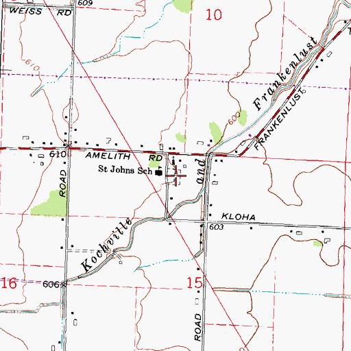 Topographic Map of Saint John's Lutheran Cemetery, MI