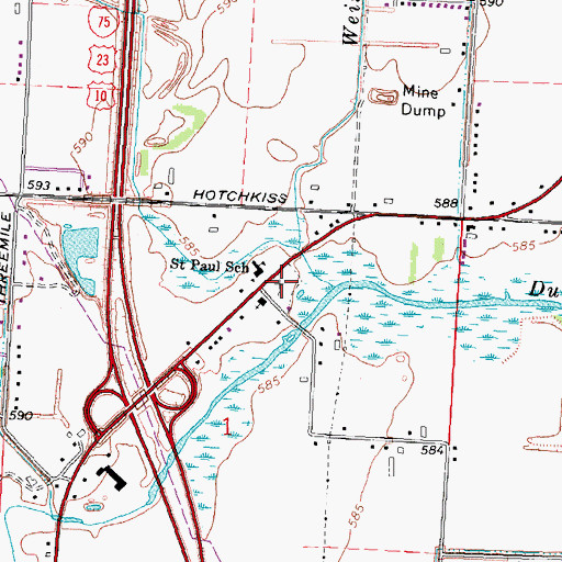Topographic Map of Saint Paul's Lutheran Cemetery, MI