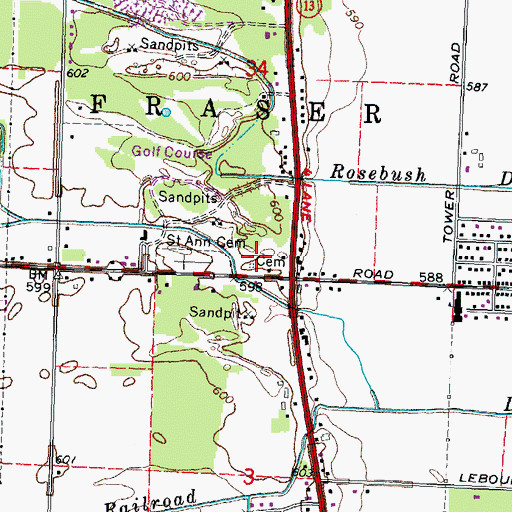 Topographic Map of Protestant Cemetery, MI