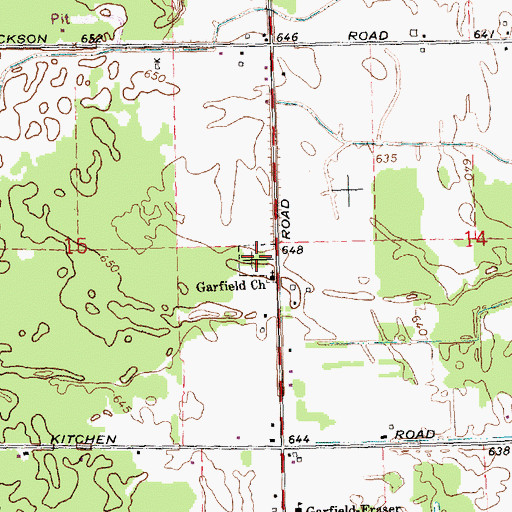 Topographic Map of Garfield Township Cemetery, MI