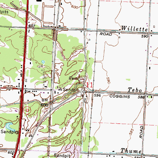 Topographic Map of Fraser Township Cemetery, MI