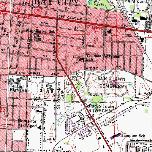 Topographic Map of Pine Ridge Cemetery, MI