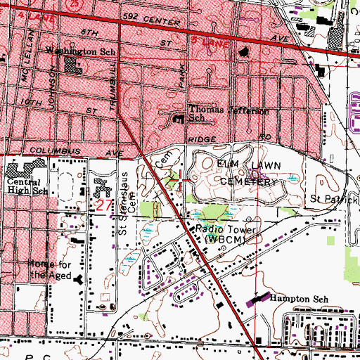 Topographic Map of Corlis Cemetery, MI